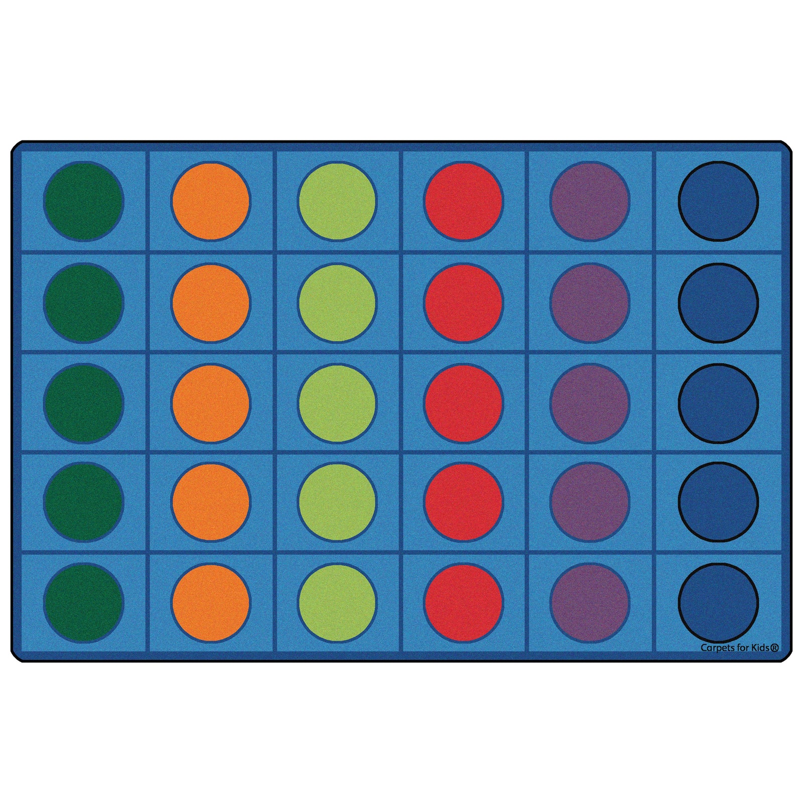 Carpets for Kids Seating Circles Circletime Seating Rug, Primary Colors, 7'6" x 12' Rectangle, Seats 30