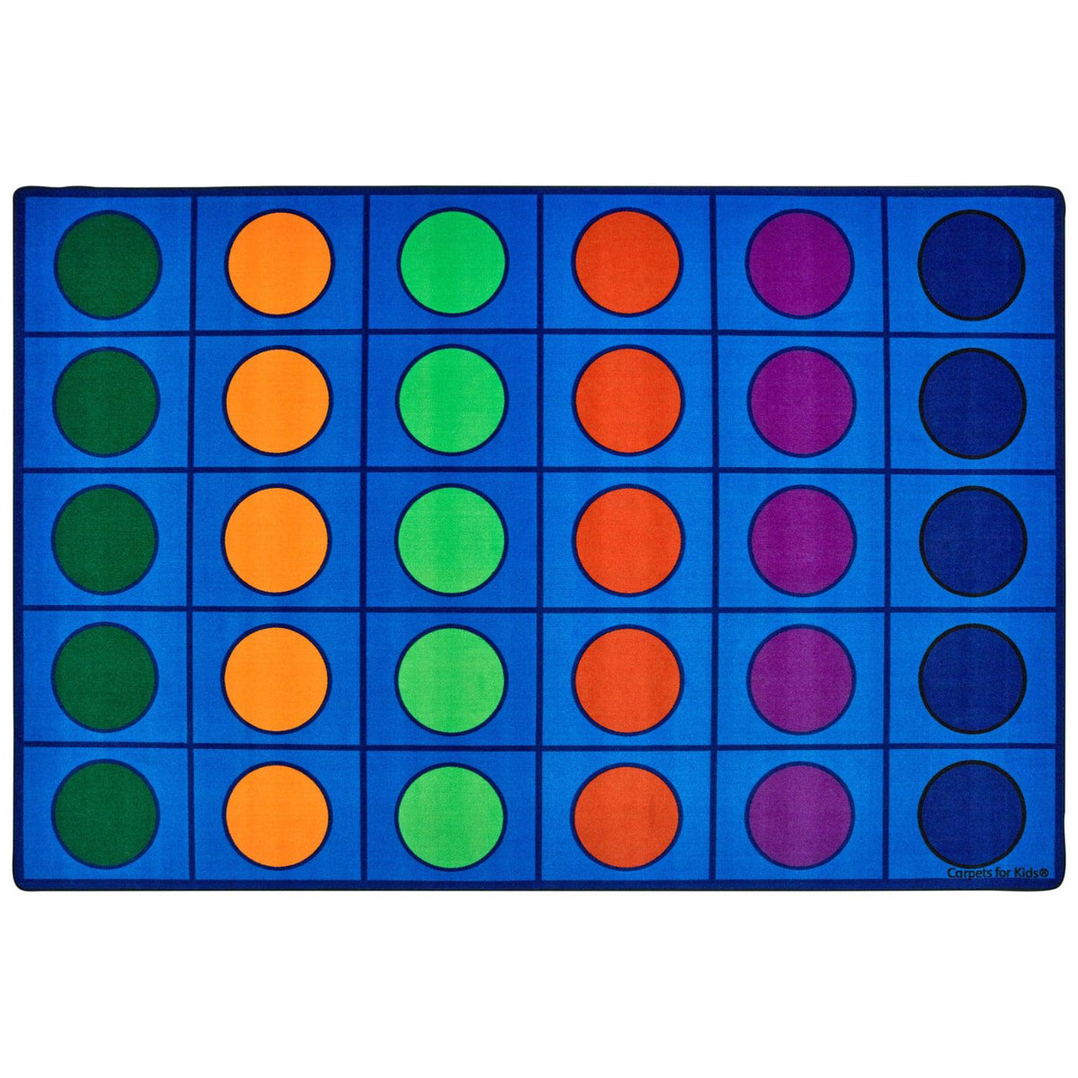 Carpets for Kids Seating Circles Circletime Seating Rug, Primary Colors, 8' x 12' Rectangle, Seats 30