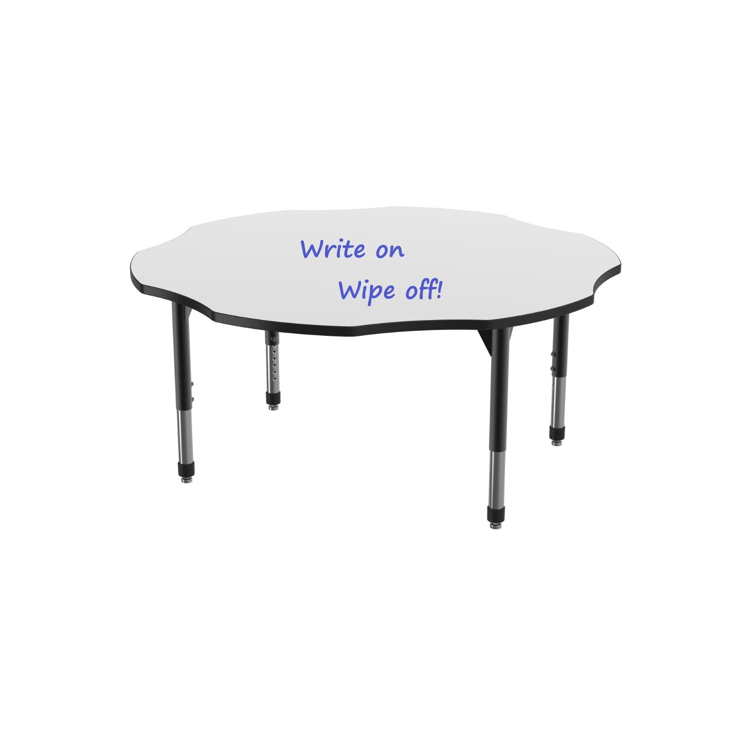 Premier White Dry Erase Sitting Height Collaborative Classroom Table, 60" Flower