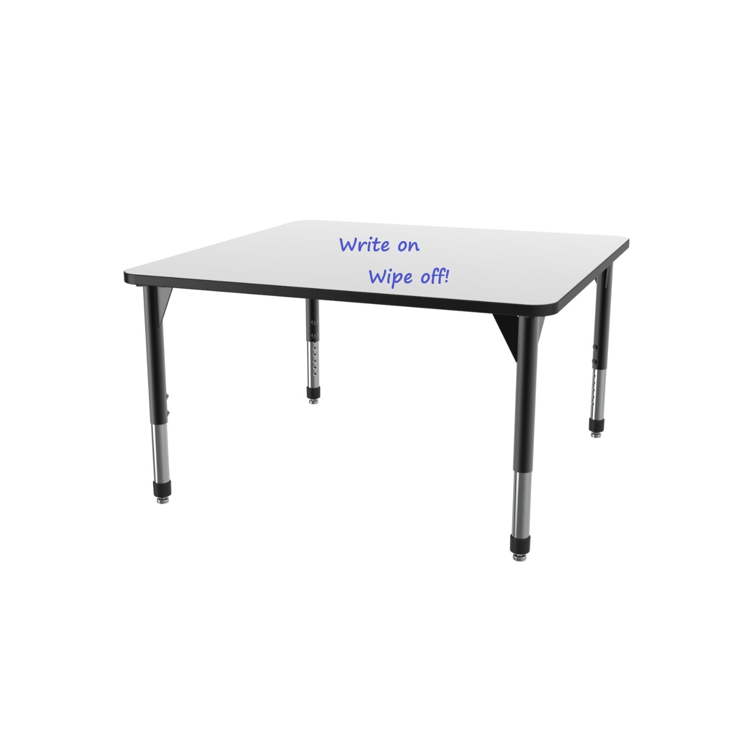 Premier White Dry Erase Sitting Height Collaborative Classroom Table, 48" Square