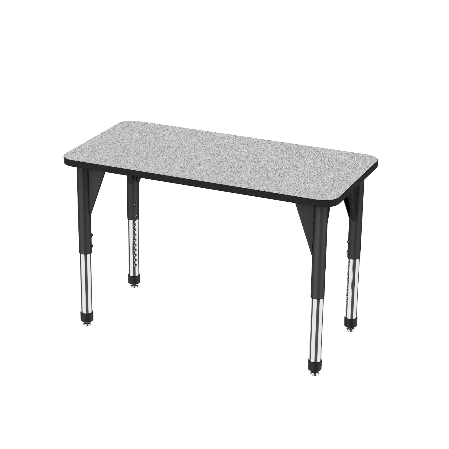 Quick Ship Premier Series Adjustable Height Collaborative Rectangle Table, 24" L x 48" W x 21"-31" H, Grey Nebula Top/Black Edge/Black Legs