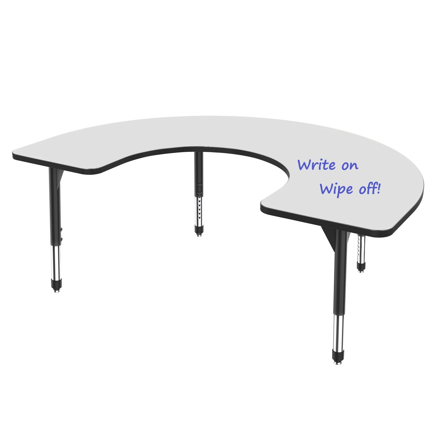 Premier White Dry Erase Standing Height Collaborative Classroom Table, 48" x 72" Horseshoe