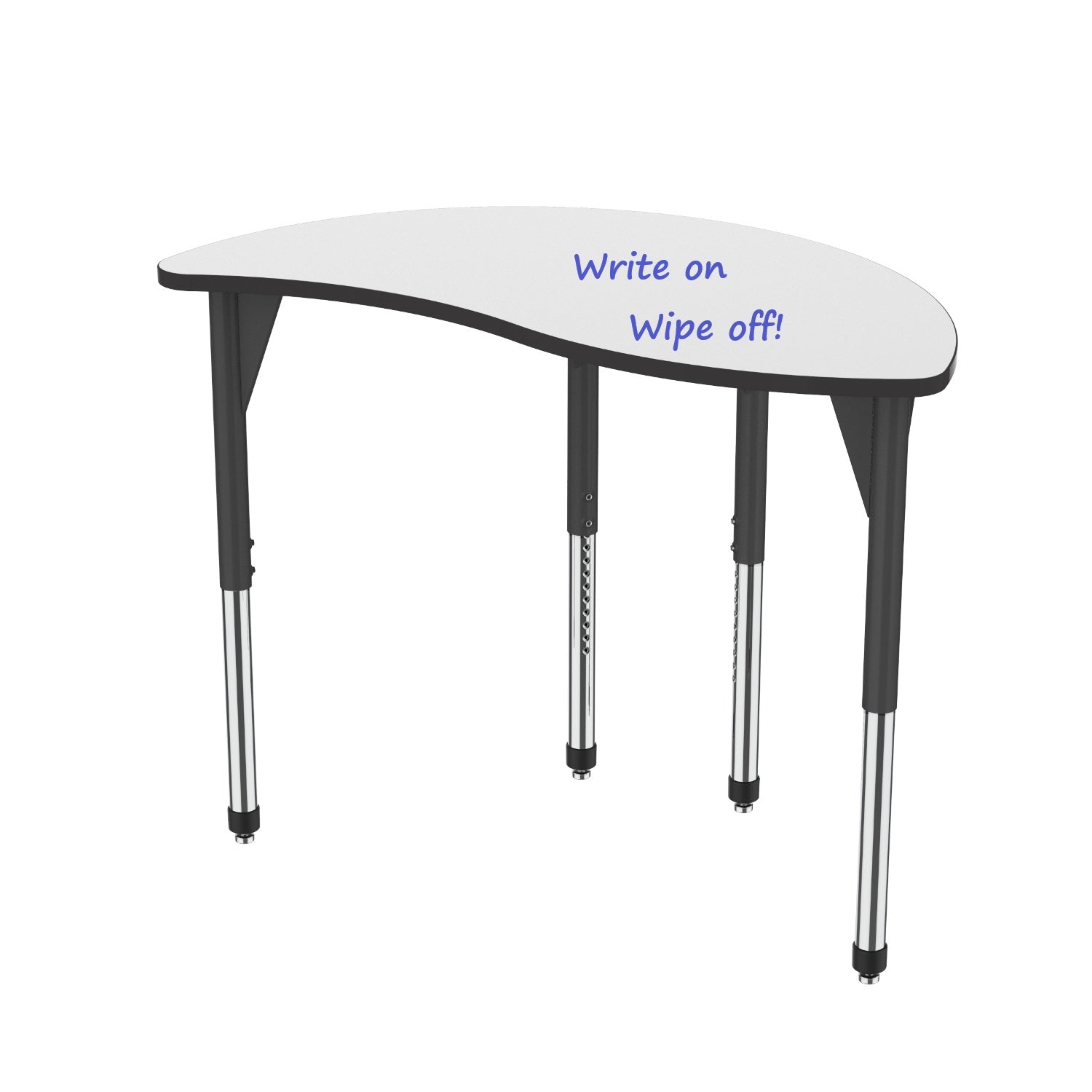 Premier White Dry Erase Standing Height Collaborative Classroom Table, 30" x 54" Wave Half Round