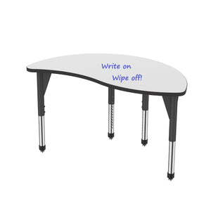 Premier White Dry Erase Sitting Height Collaborative Classroom Table, 30" x 54" Wave Half Round