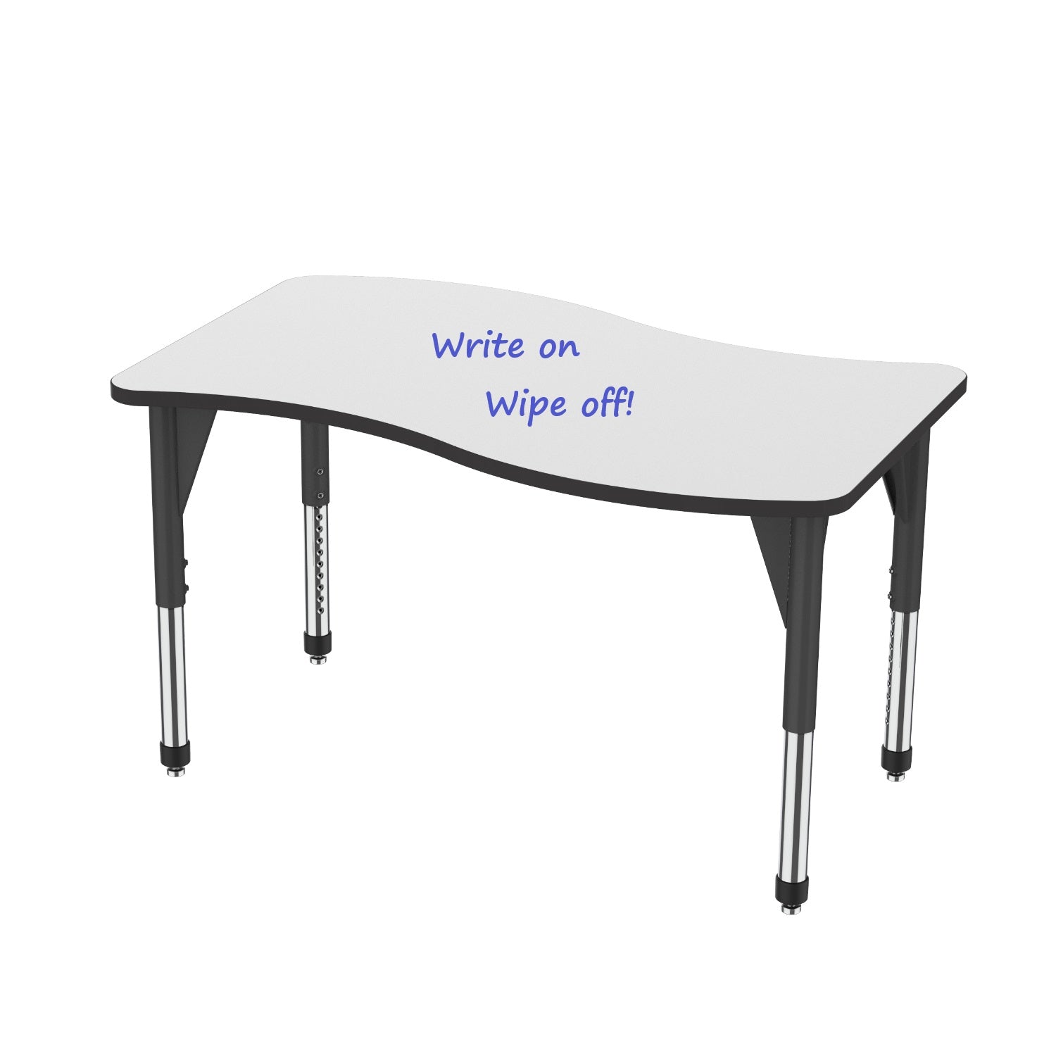 Premier White Dry Erase Sitting Height Collaborative Classroom Table, 30" x 54" Wave