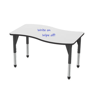 Marco Premier Dry Erase Sitting Height Collaborative Classroom Table, 30" x 54" Wave