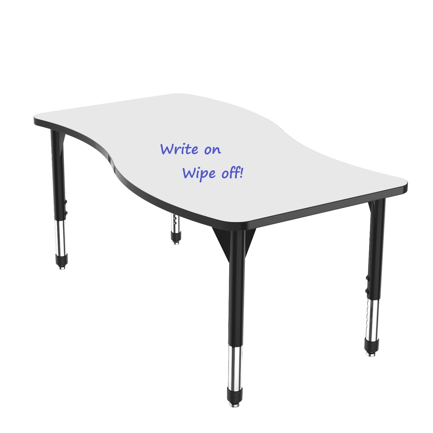 Premier White Dry Erase Sitting Height Collaborative Classroom Table, 30" x 60" Wave