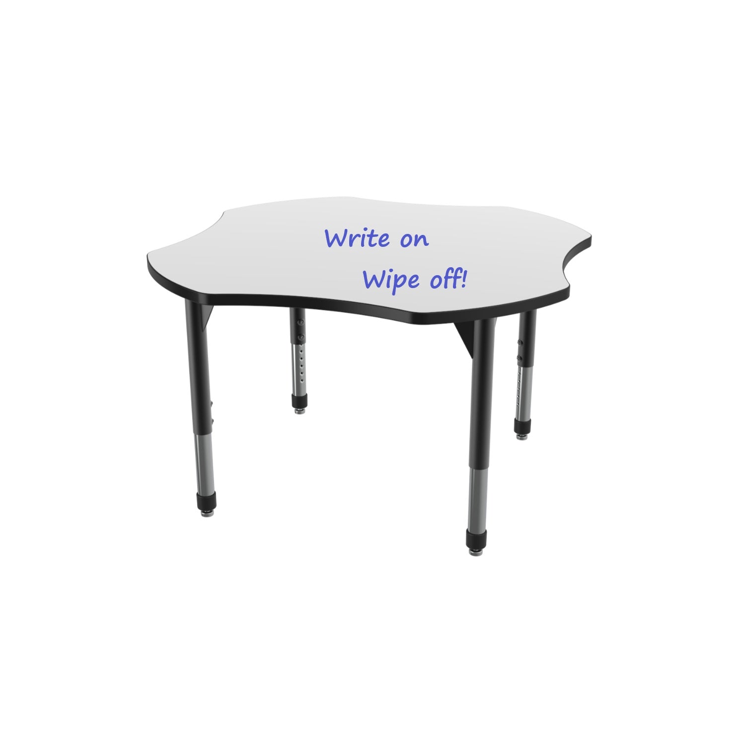 Premier White Dry Erase Sitting Height Collaborative Classroom Table, 48" x 48" Clover