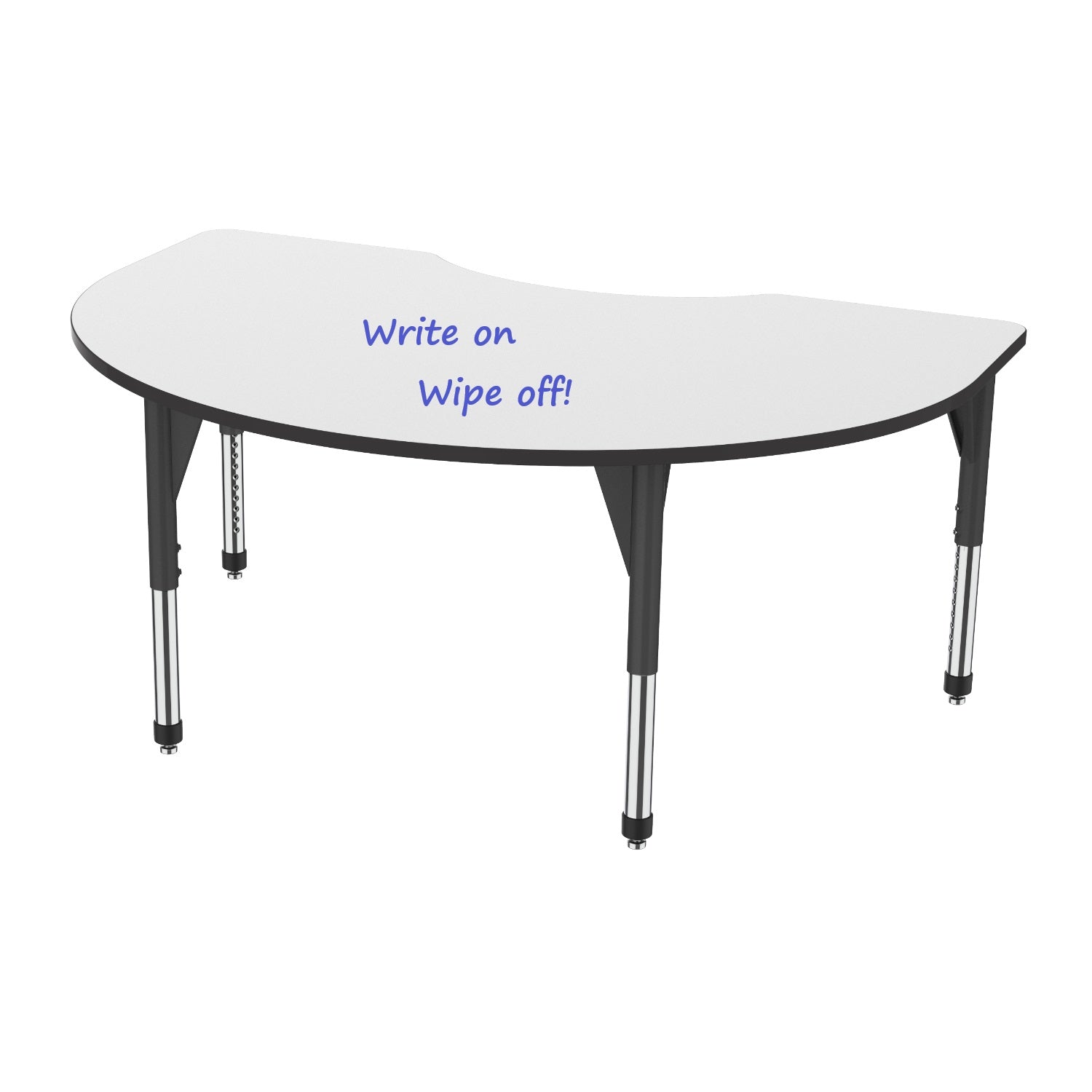 Premier White Dry Erase Sitting Height Collaborative Classroom Table, 48" x 72" Kidney