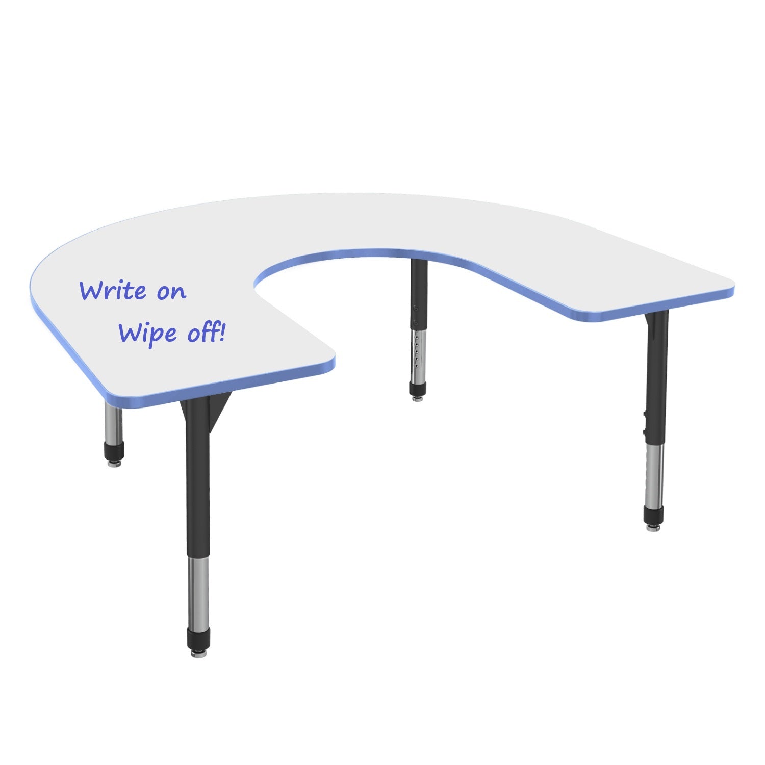 Premier White Dry Erase Standing Height Collaborative Classroom Table, 60" x 66" Horseshoe