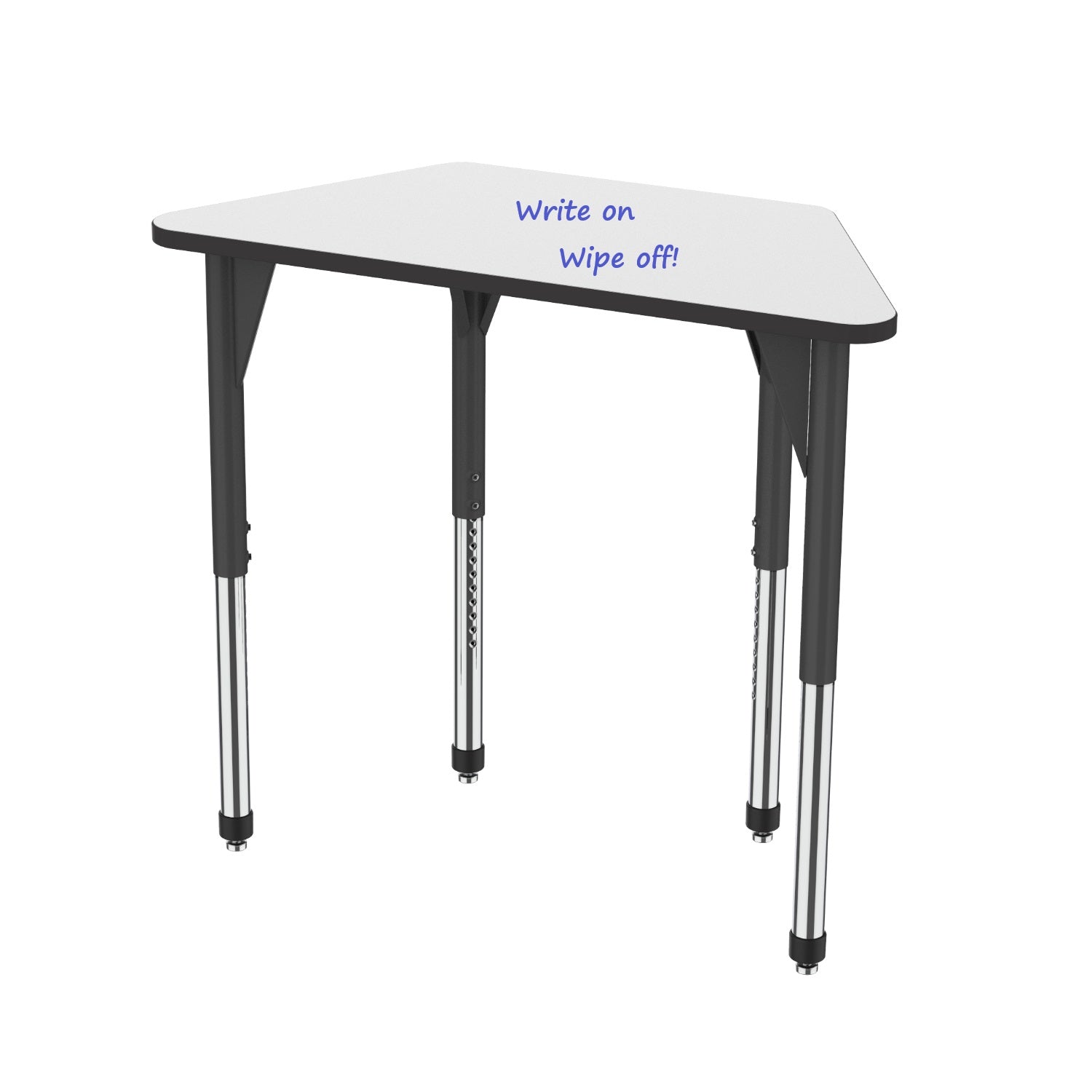 Premier White Dry Erase Standing Height Collaborative Classroom Table, 24" x 48" Trapezoid