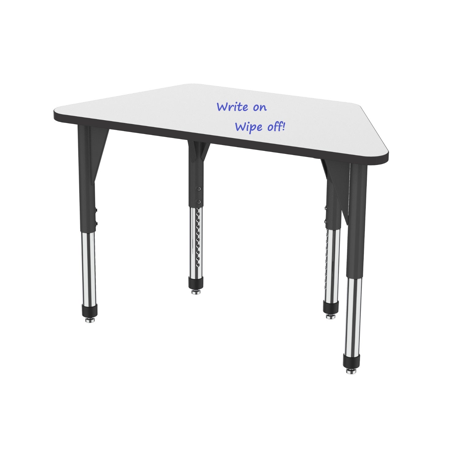 Premier White Dry Erase Sitting Height Collaborative Classroom Table, 24" x 48" Trapezoid