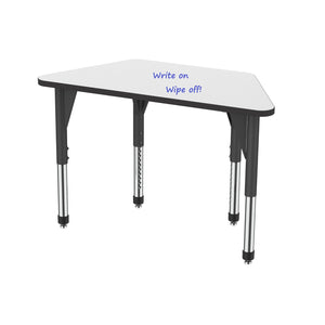 Premier White Dry Erase Sitting Height Collaborative Classroom Table, 24" x 48" Trapezoid