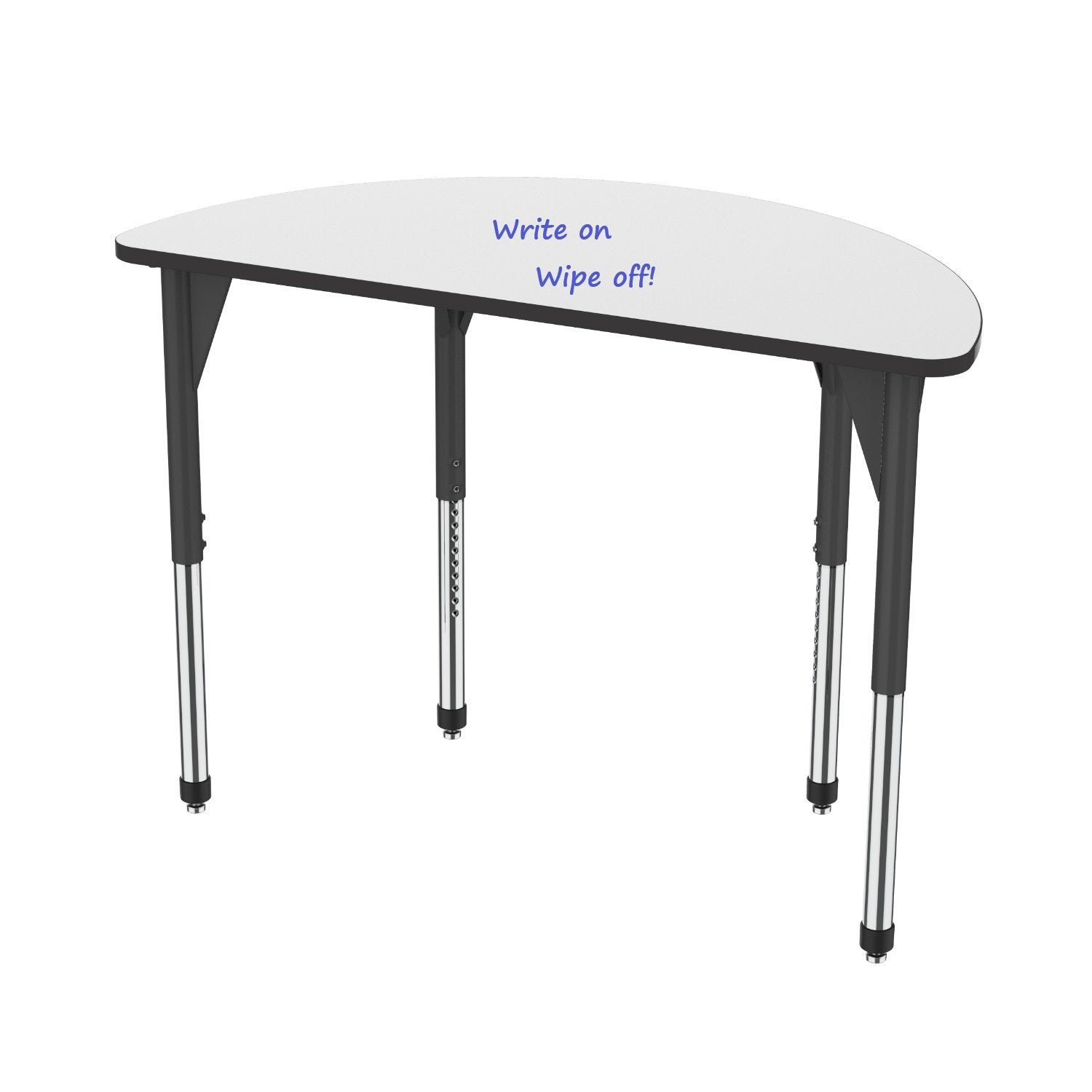 Premier White Dry Erase Standing Height Collaborative Classroom Table, 60" Half Round