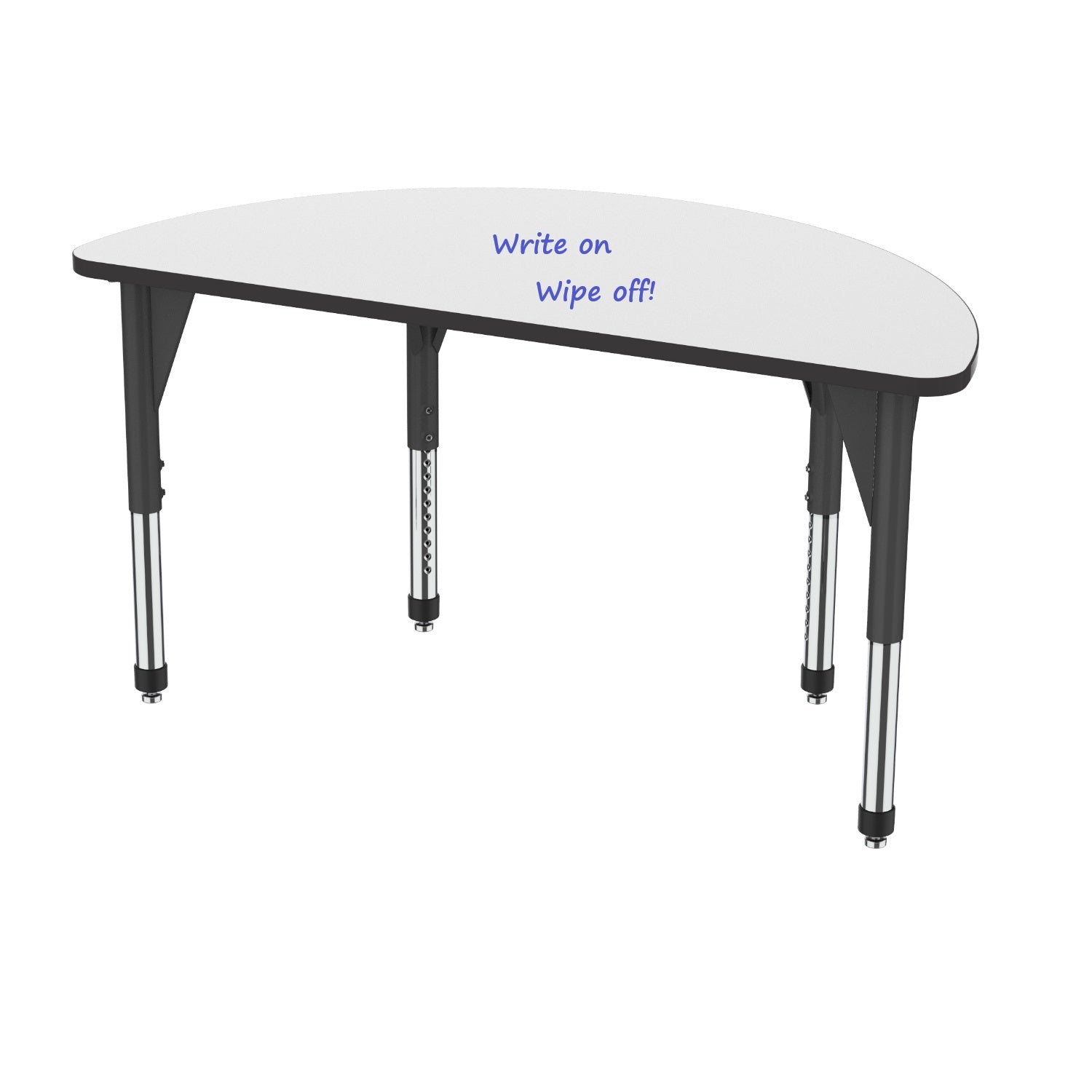 Premier White Dry Erase Sitting Height Collaborative Classroom Table, 60" Half Round