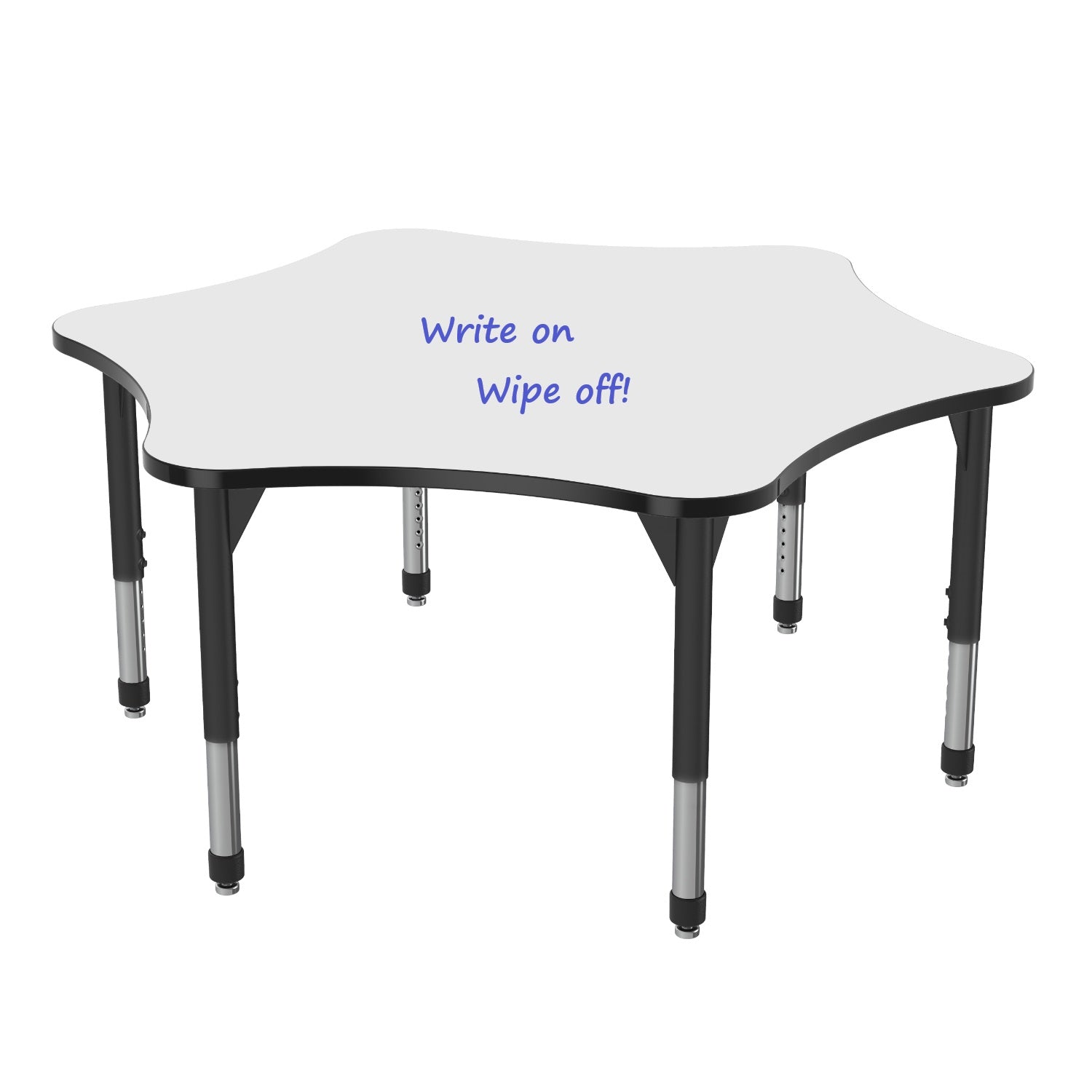Premier White Dry Erase Sitting Height Collaborative Classroom Table, 60" 6-Star
