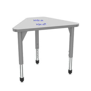Premier White Dry-Erase Sitting Height Collaborative Desk, 22" x 32" Trapezoid