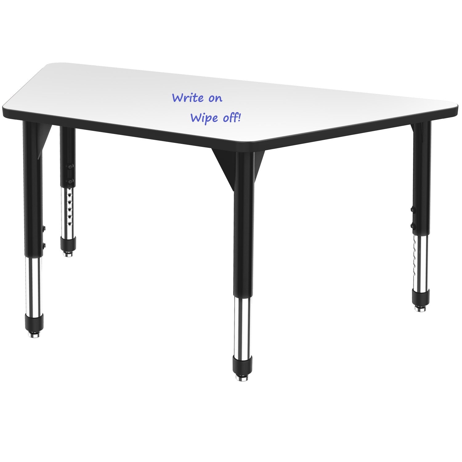 Premier White Dry Erase Sitting Height Collaborative Classroom Table, 30" x 60" Trapezoid