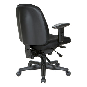 Mid-Back Multi Function Ergonomic Chair, Black Padded Fabric Seat