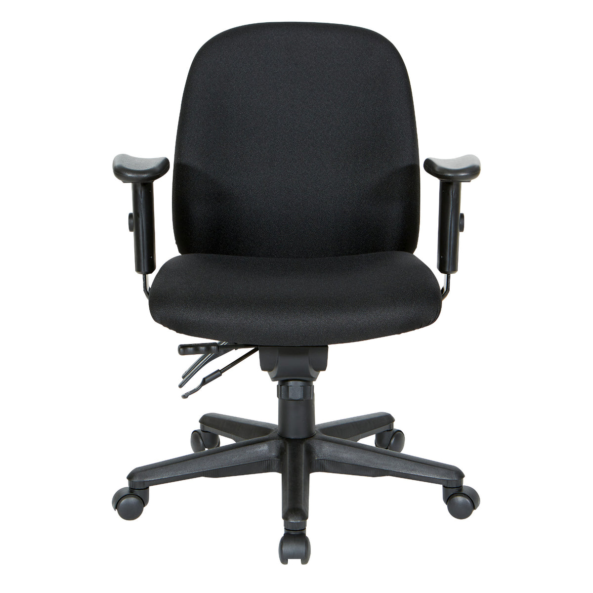 Mid-Back Multi Function Ergonomic Chair, Black Padded Fabric Seat