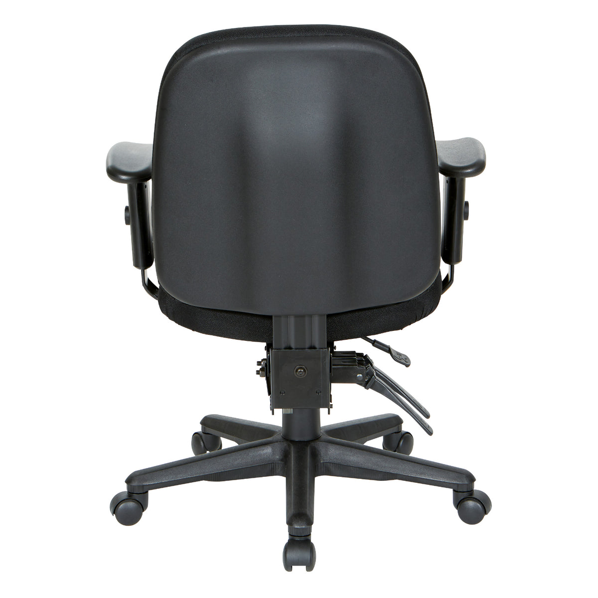 Mid-Back Multi Function Ergonomic Chair, Black Padded Fabric Seat