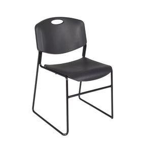 Kee Classroom Table and Chair Package, Kee 48" Square Adjustable Height Table with 4 Black Zeng Stack Chairs