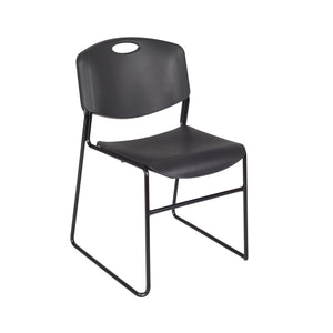 Kee Classroom Table and Chair Package, Kee 48" Round Mobile Adjustable Height Table with 4 Black Zeng Stack Chairs