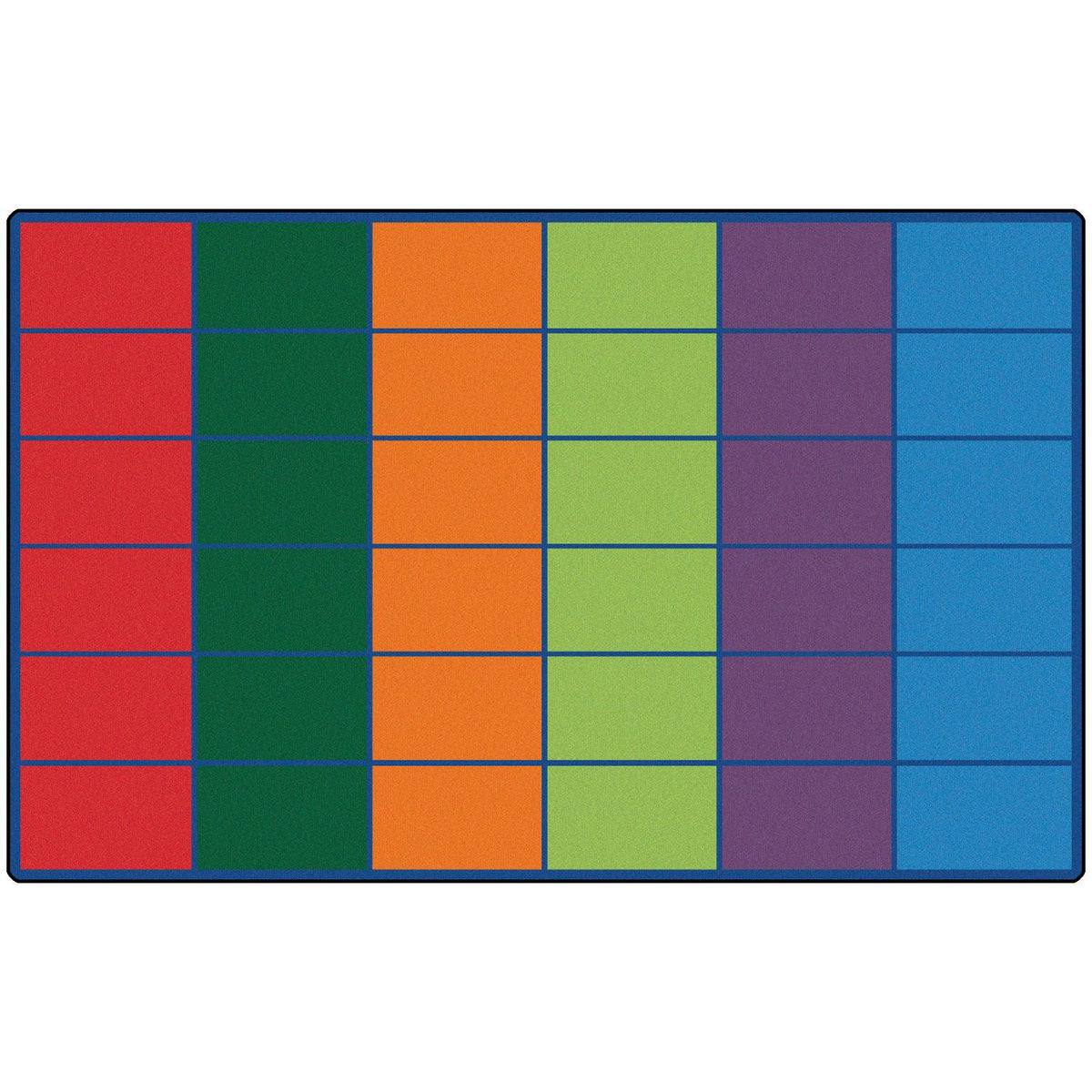 Carpets for Kids Colorful Rows Seating Rug, 8'4" x 13'4" Rectangle, Seats 36