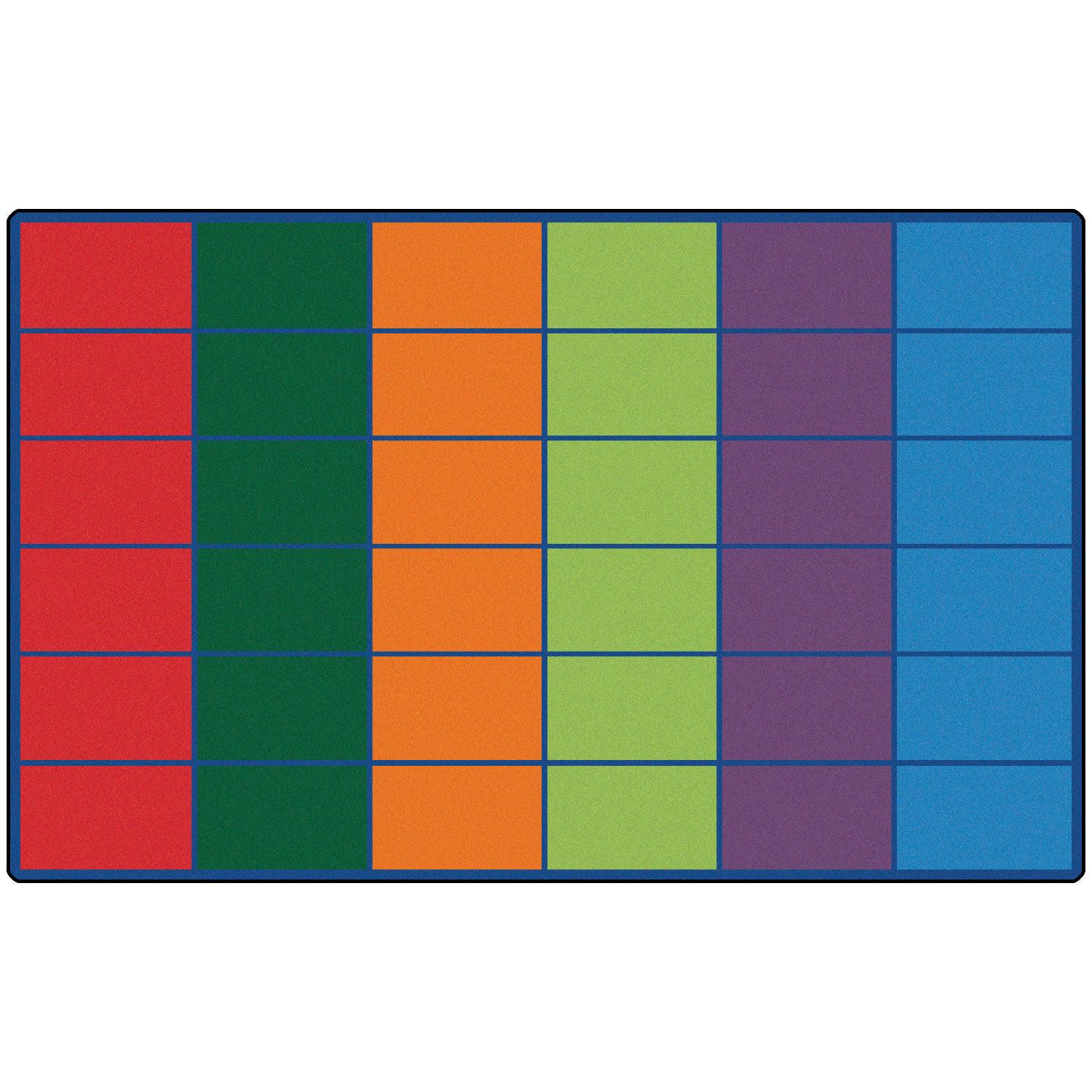 Carpets for Kids Colorful Rows Seating Rug, 8'4" x 13'4" Rectangle, Seats 36