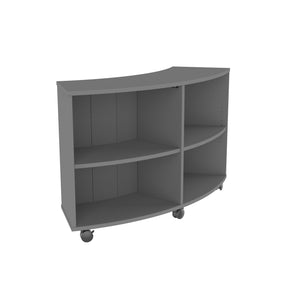 Single-Sided Curved Mobile Bookcase with 4 Shelves, 36" High
