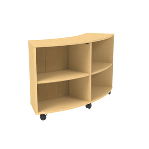 Single-Sided Curved Mobile Bookcase with 4 Shelves, 36" High