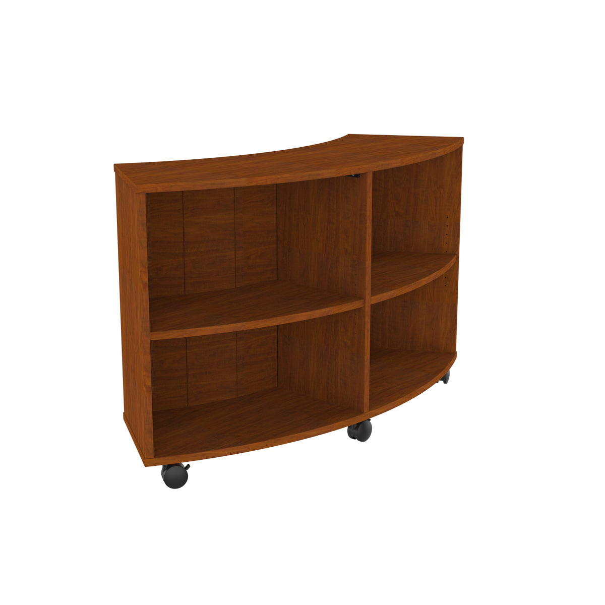 Single-Sided Curved Mobile Bookcase with 4 Shelves, 36" High