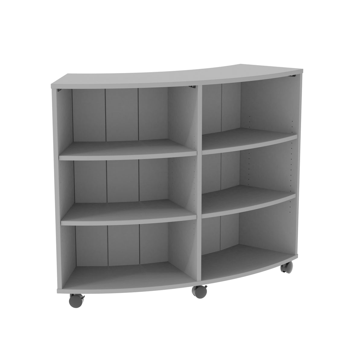 Single-Sided Curved Mobile Bookcase with 6 Shelves, 48" High