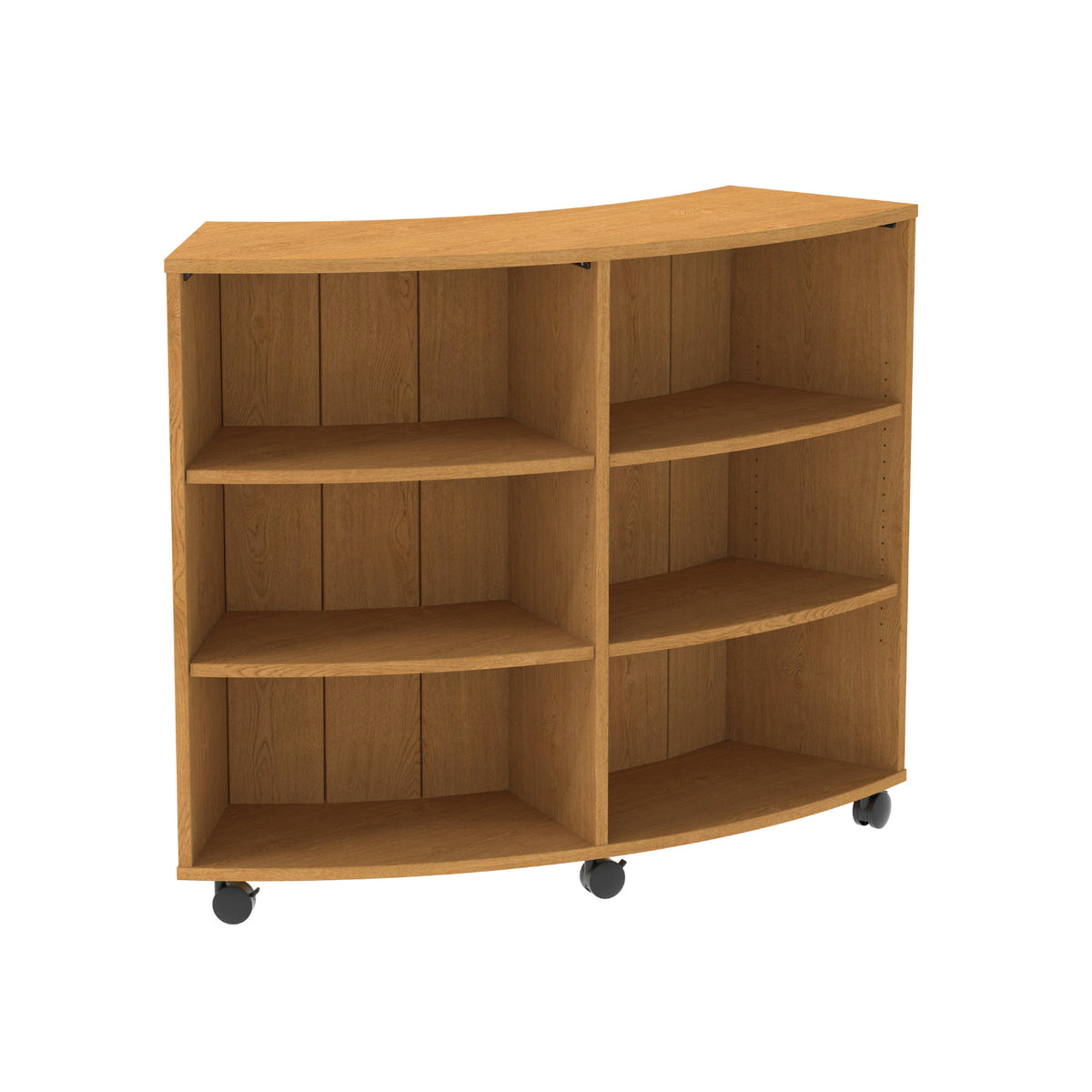 Single-Sided Curved Mobile Bookcase with 6 Shelves, 48" High