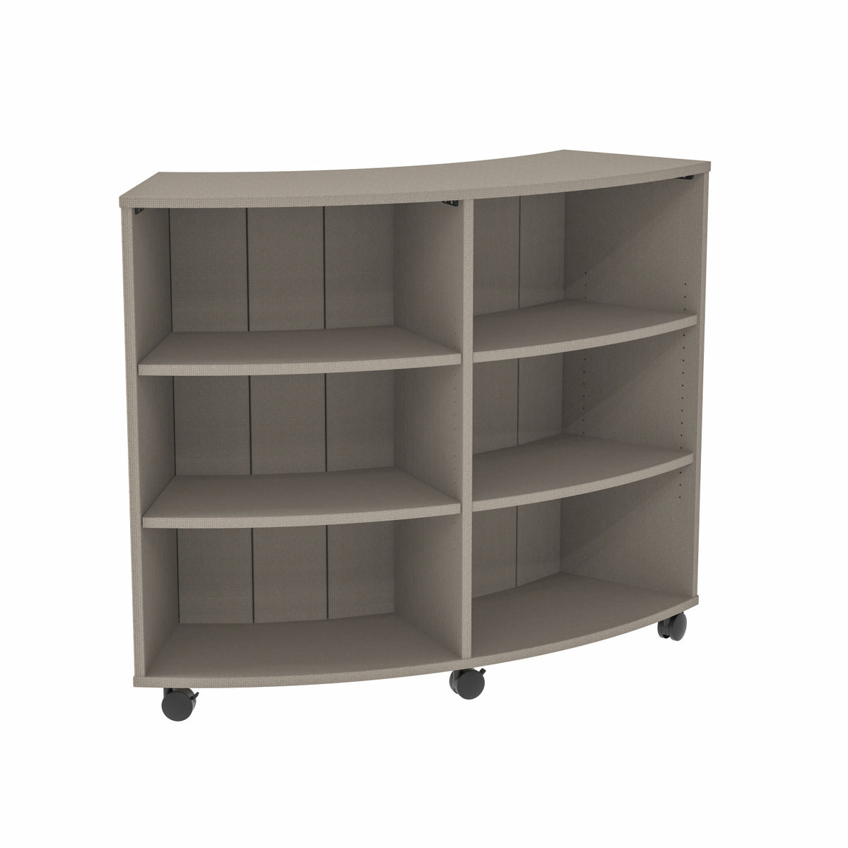 Single-Sided Curved Mobile Bookcase with 6 Shelves, 48" High