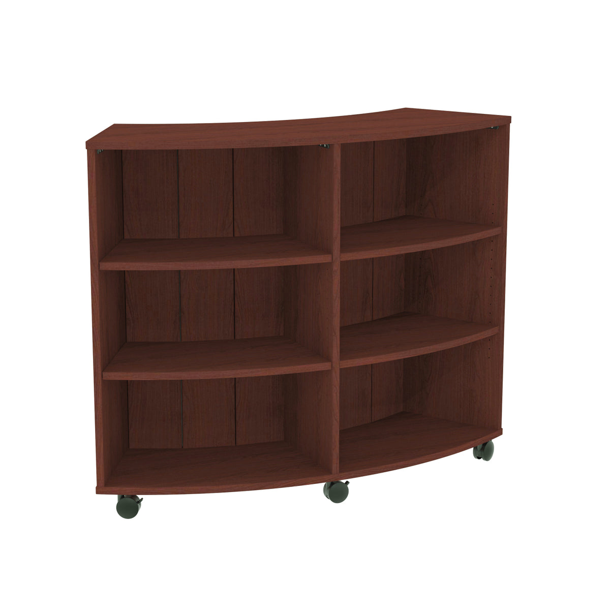Single-Sided Curved Mobile Bookcase with 6 Shelves, 48" High