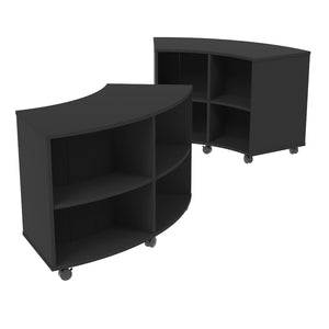 Double-Sided Curved Mobile Bookcase with 8 Shelves, 36" High