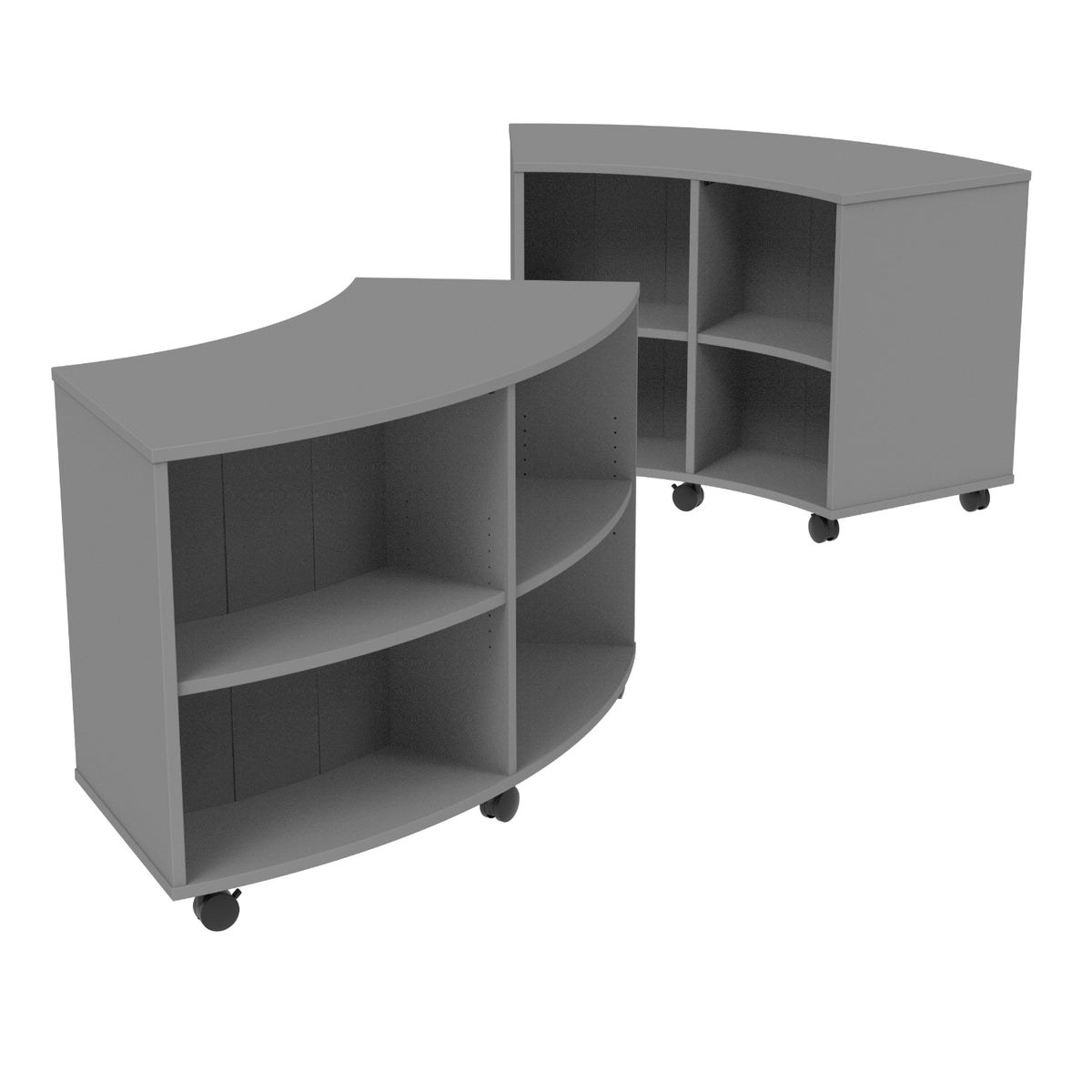 Double-Sided Curved Mobile Bookcase with 8 Shelves, 36" High