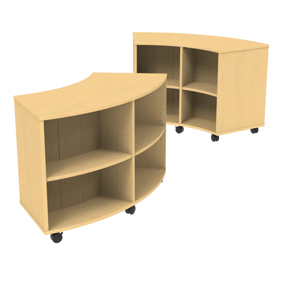 Double-Sided Curved Mobile Bookcase with 8 Shelves, 36" High