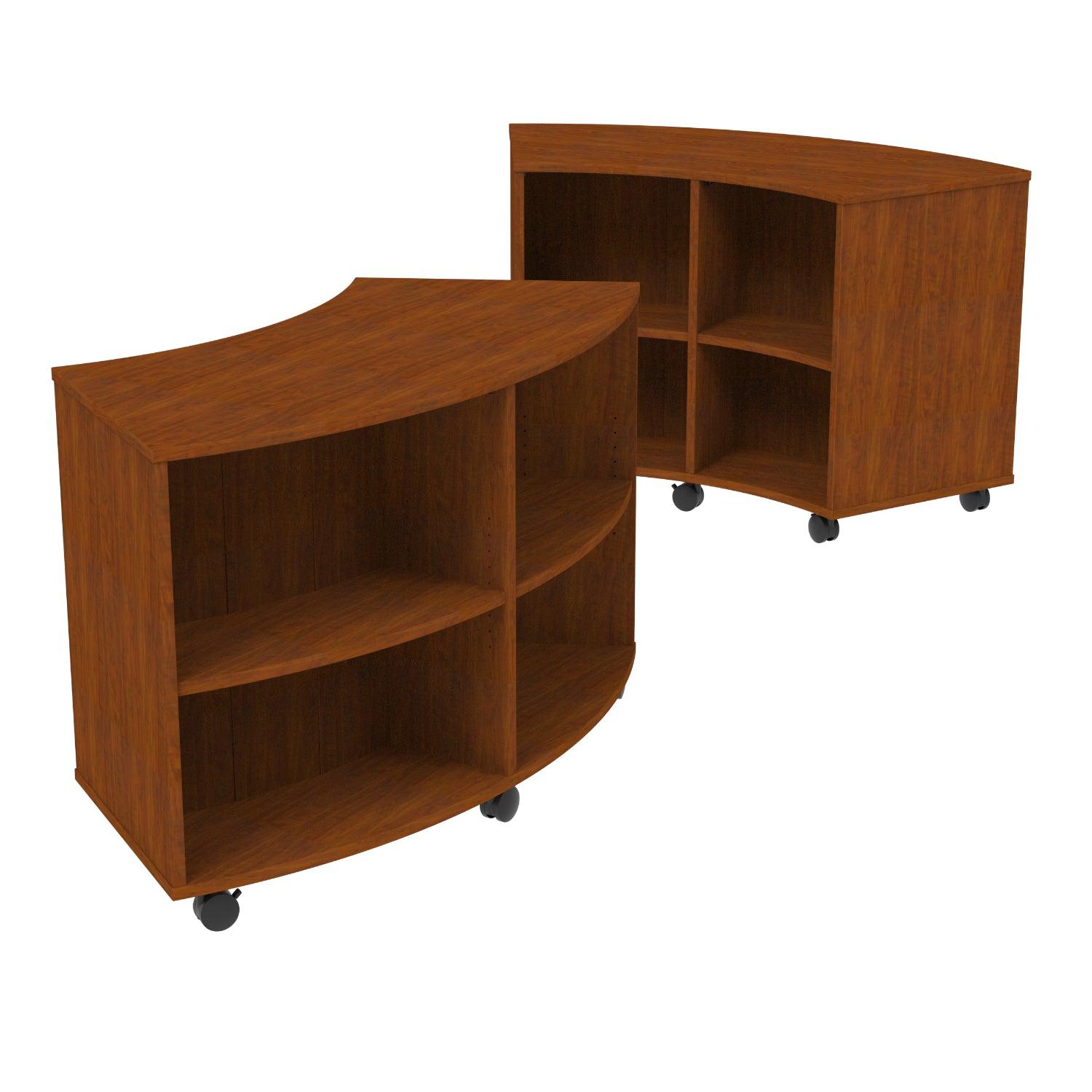 Double-Sided Curved Mobile Bookcase with 8 Shelves, 36" High