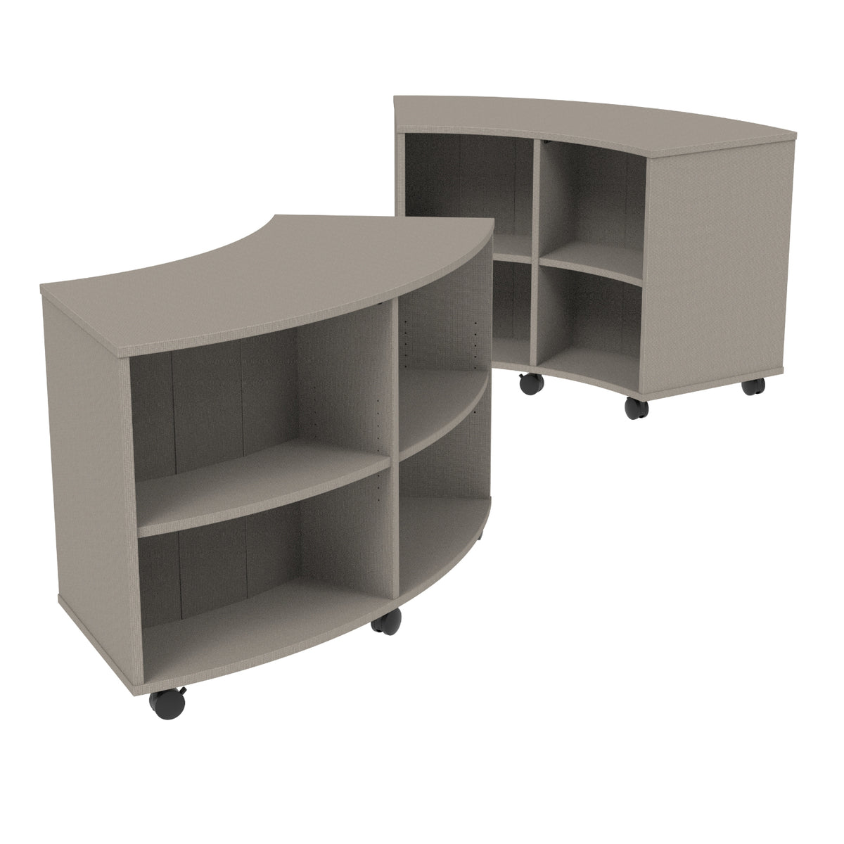 Double-Sided Curved Mobile Bookcase with 8 Shelves, 36" High
