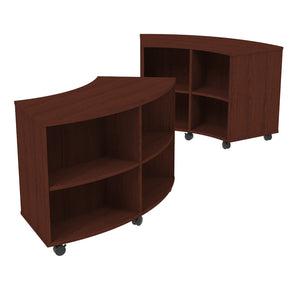 Double-Sided Curved Mobile Bookcase with 8 Shelves, 36" High