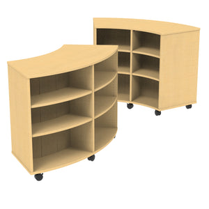 Marco Double-Sided Curved Mobile Bookcase with 12 Shelves, 42" High