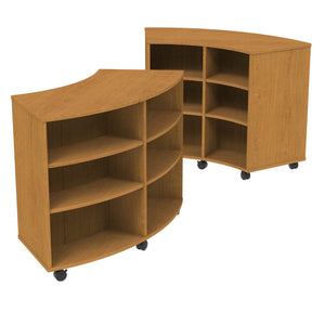 Marco Double-Sided Curved Mobile Bookcase with 12 Shelves, 42" High