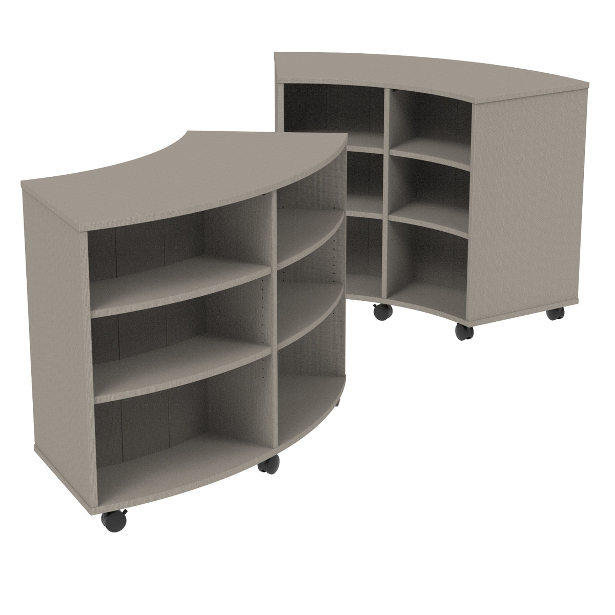 Double-Sided Curved Mobile Bookcase with 12 Shelves, 42" High