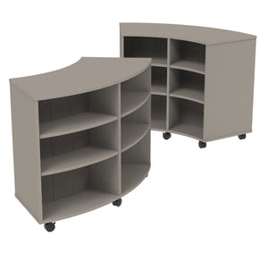 Double-Sided Curved Mobile Bookcase with 12 Shelves, 42" High