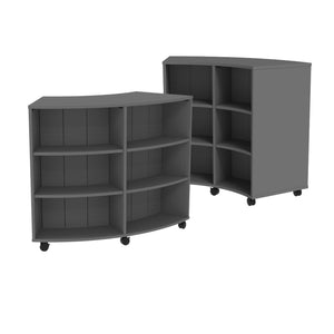 Marco Double-Sided Curved Mobile Bookcase with 12 Shelves, 48" High