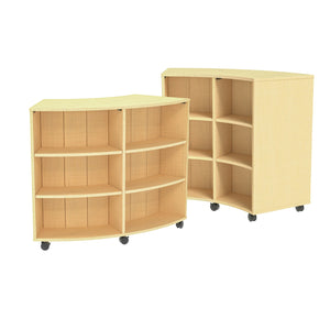 Double-Sided Curved Mobile Bookcase with 12 Shelves, 48" High