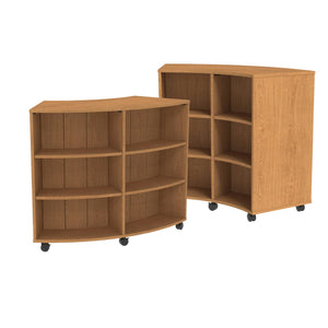 Double-Sided Curved Mobile Bookcase with 12 Shelves, 48" High