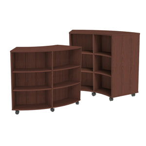 Marco Double-Sided Curved Mobile Bookcase with 12 Shelves, 48" High